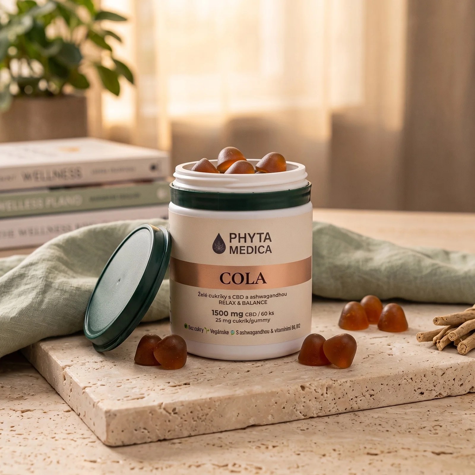 CBD & Ashwagandha želé cukríky Cola PHYTA MEDICA 60 ks