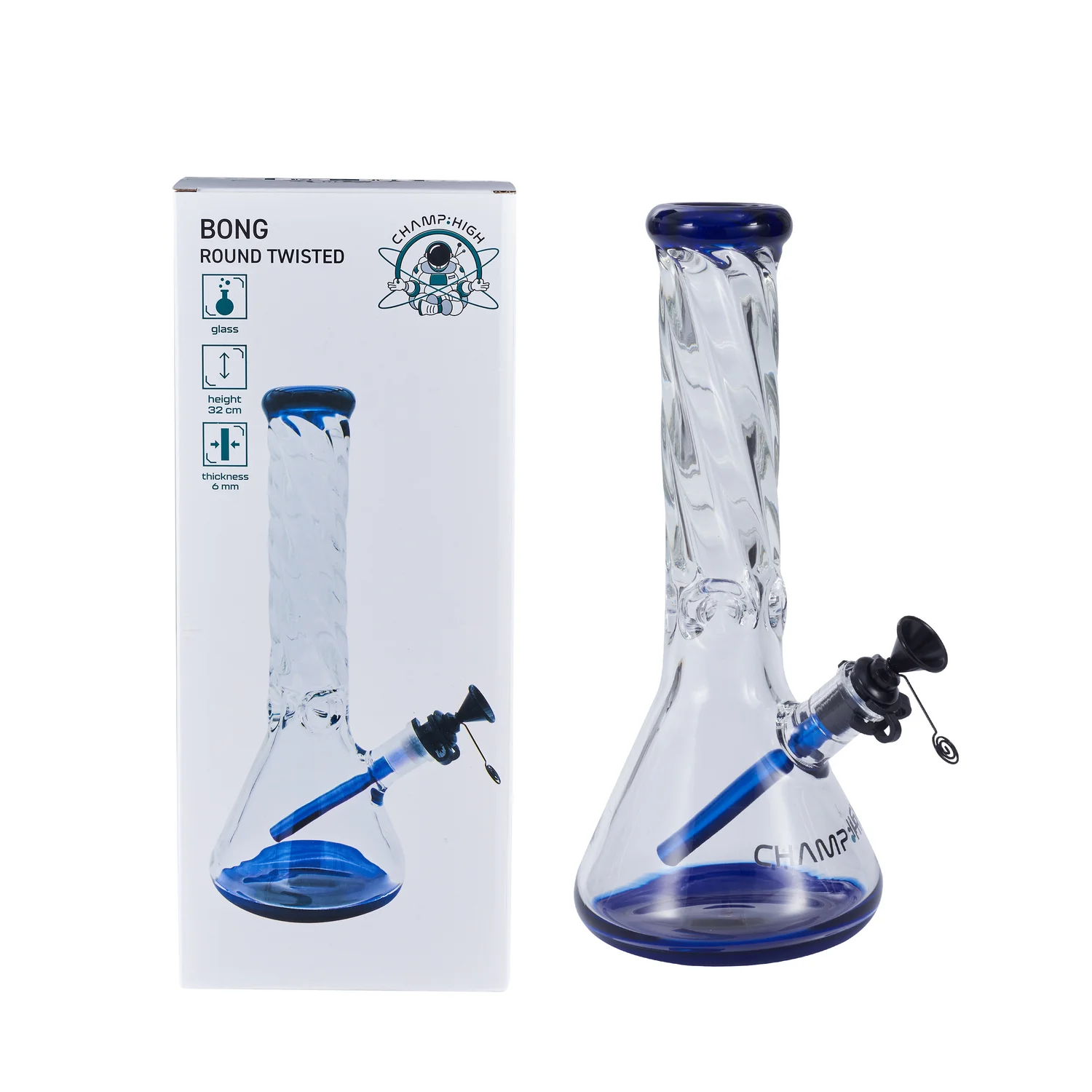 Sklenené bongo Round Twisted CHAMP HIGH 32 cm